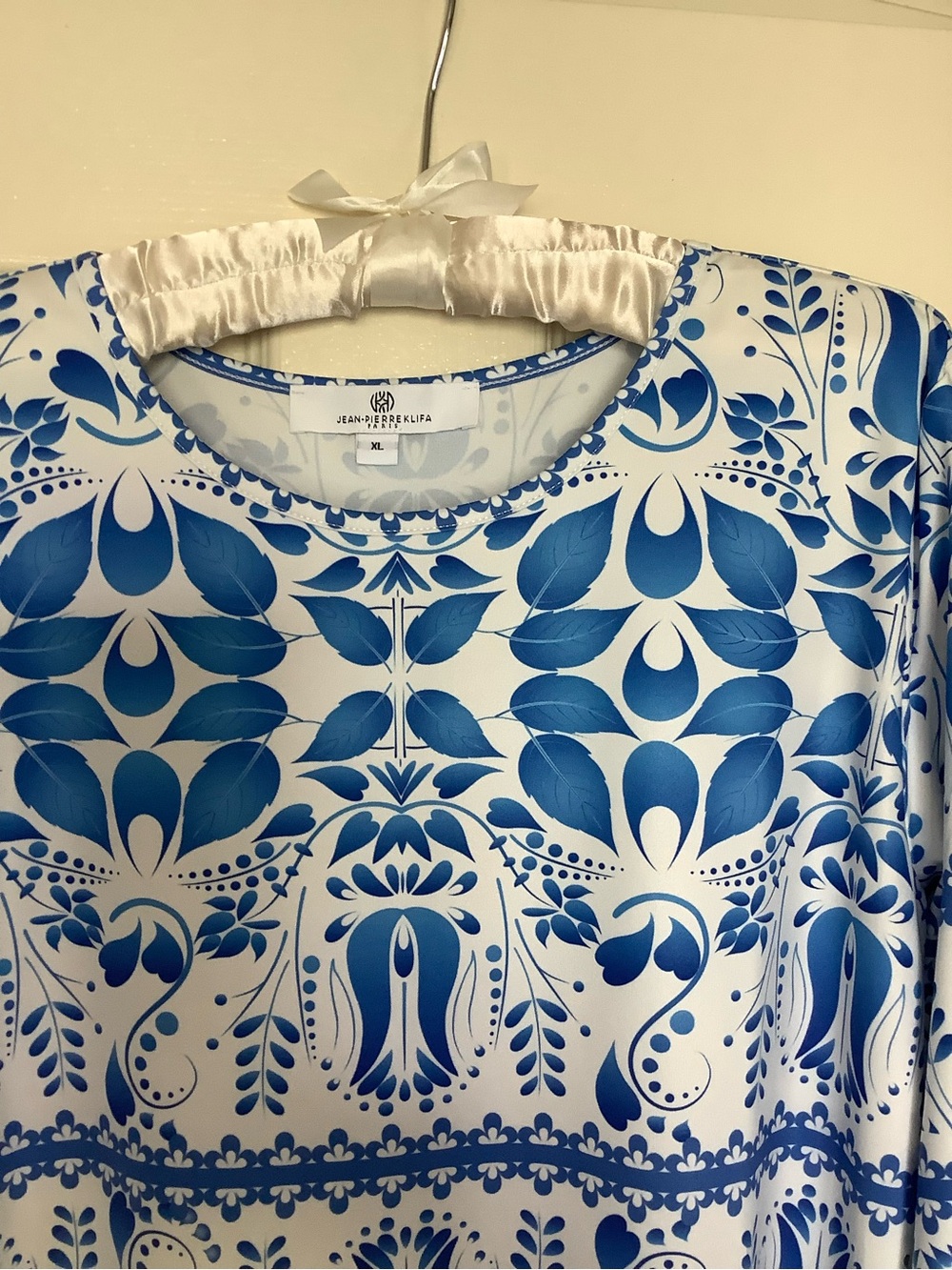Jean-Pierre Klifa Blue & White Printed Silk Top